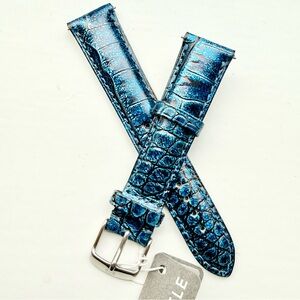 Michele Vibrant Blue Alligator Watch Strap 18MM